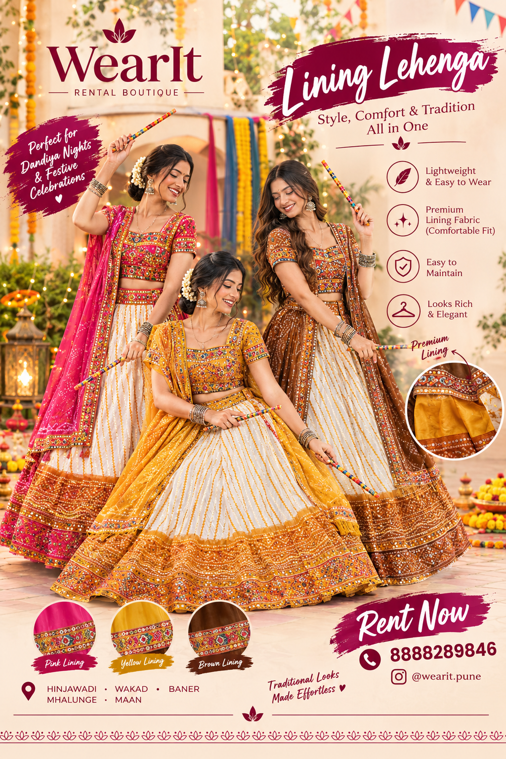 Elegant White Lining Festive Lehenga