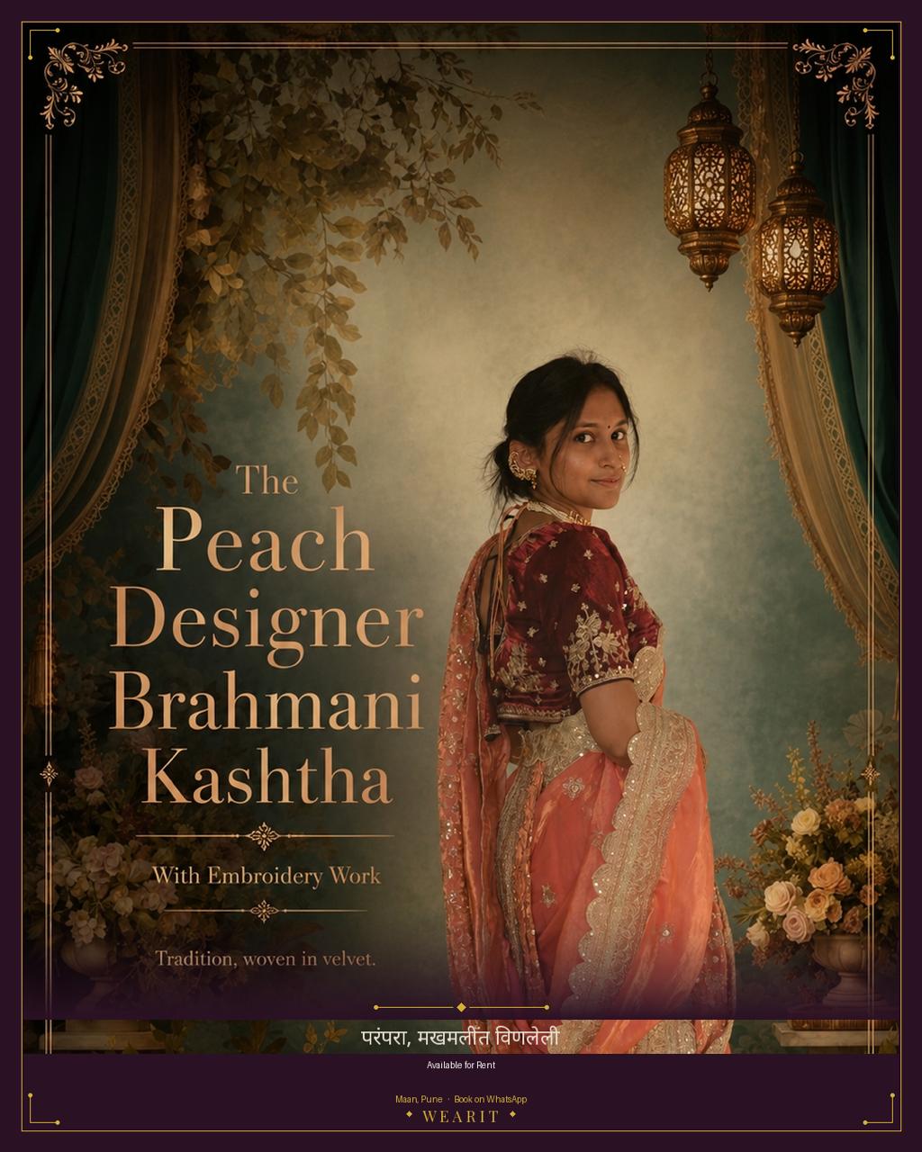 Peach Designer Brahmani Kashtha