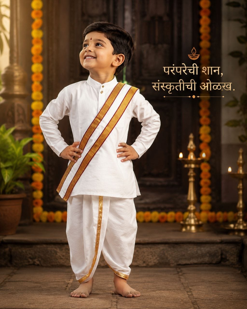 Kids white traditional dhoti kurta set — wearit premium rental, Hinjewadi Pune