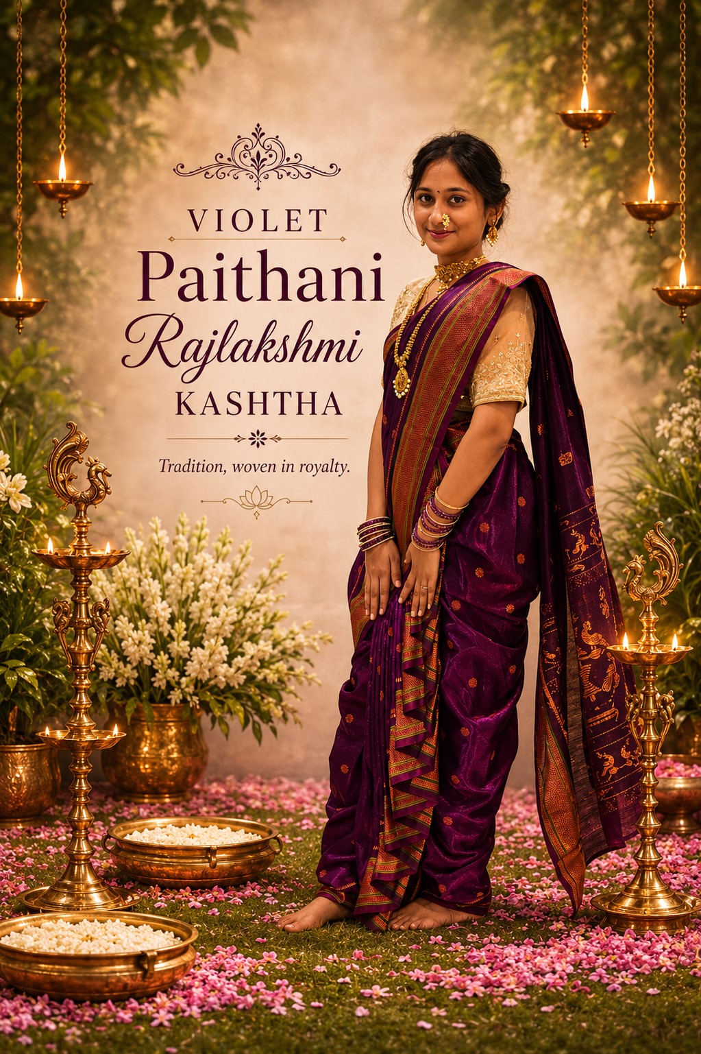 Violet Paithani Rajlakshmi Kashtha